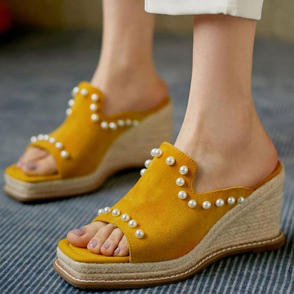 dress shoes lapolaka design 2021 suede leather woman pearls straw platform wedges high heels summer mules pumps, Black
dress shoes lapolaka design 2021 suede leather woman pearls straw platform wedges high heels summer mules pumps, Black