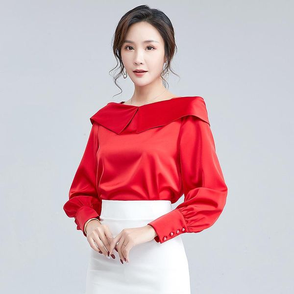 women's blouses & shirts spring 2021 one line lapel shirt sleeve loose chiffon solid micro elastic temperament pullover, White
women's blouses & shirts spring 2021 one line lapel shirt sleeve loose chiffon solid micro elastic temperament pullover, White