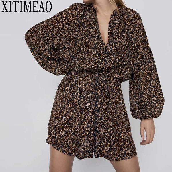 za women vintage print dress long sleeve o-neck simple female waistline mini skirt 210604, Black;gray
za women vintage print dress long sleeve o-neck simple female waistline mini skirt 210604, Black;gray