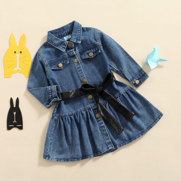 girl's dresses children's clothing solid color long sleeves waist belt loose casual denim toddler girls spring autumn 2-7 years, Red;yellow
girl's dresses children's clothing solid color long sleeves waist belt loose casual denim toddler girls spring autumn 2-7 years, Red;yellow