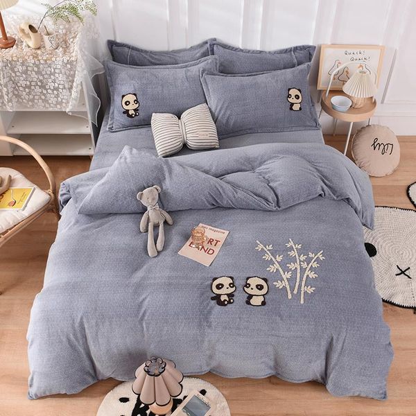 bedding sets cartoon panda rainbow embroidery warm velvet fleece set bed linen pillowcases home cover child double duvet textile
bedding sets cartoon panda rainbow embroidery warm velvet fleece set bed linen pillowcases home cover child double duvet textile