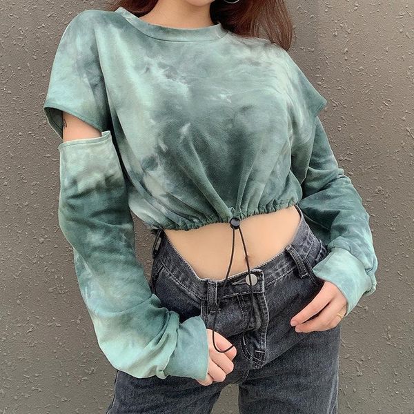 women's t-shirt hipster cool women tie-dye green 2021 autumn lady short-length drawstring hollow out split long-sleeve o neck tshirt, White
women's t-shirt hipster cool women tie-dye green 2021 autumn lady short-length drawstring hollow out split long-sleeve o neck tshirt, White
