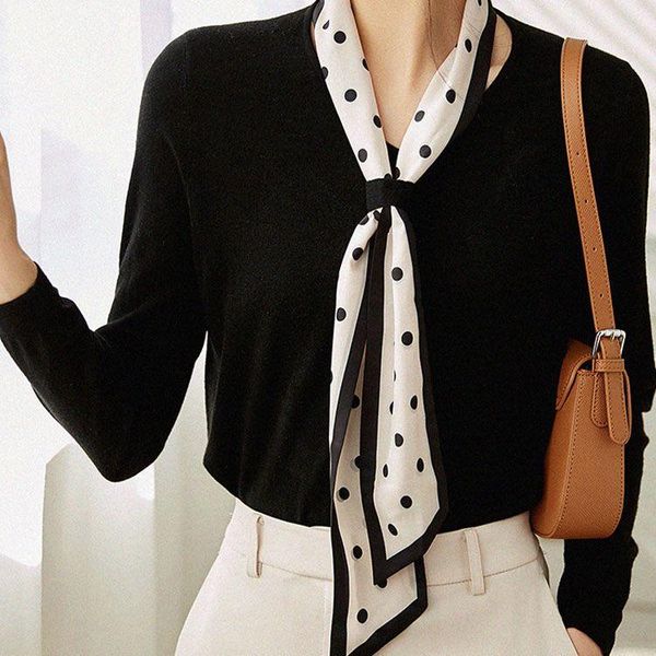 women's sweaters 2021 autumn women knit pullovers long sleeve v-neck scarf collar sweater, White;black
women's sweaters 2021 autumn women knit pullovers long sleeve v-neck scarf collar sweater, White;black