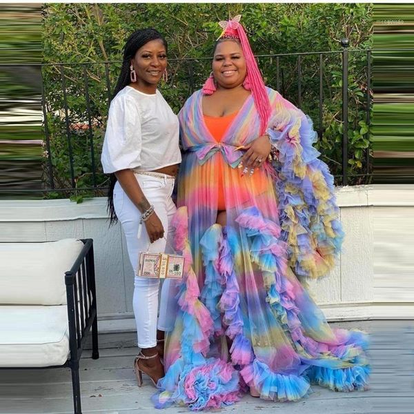 casual dresses rainbow colors custom see through tulle ruffles rose pink long kimono tiered ruched prom gowns puffy sleeves african cape clo, Black;gray
casual dresses rainbow colors custom see through tulle ruffles rose pink long kimono tiered ruched prom gowns puffy sleeves african cape clo, Black;gray