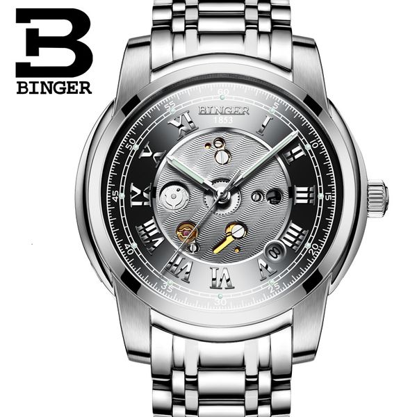 switzerland men's watches luxury make binger mechanical waterproof complete stainless steel watch b1159g, Slivery;brown
switzerland men's watches luxury make binger mechanical waterproof complete stainless steel watch b1159g, Slivery;brown