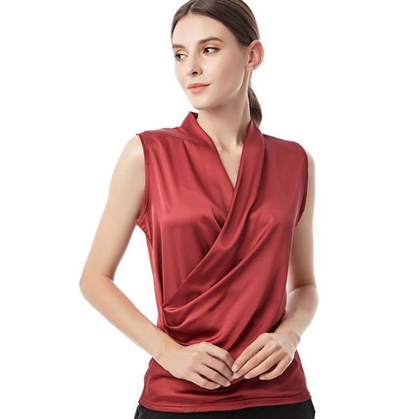 women's blouses & shirts smooth satin vest female sleeveless blouse v-neck slim fit outside wearing a small shirt women, White
women's blouses & shirts smooth satin vest female sleeveless blouse v-neck slim fit outside wearing a small shirt women, White
