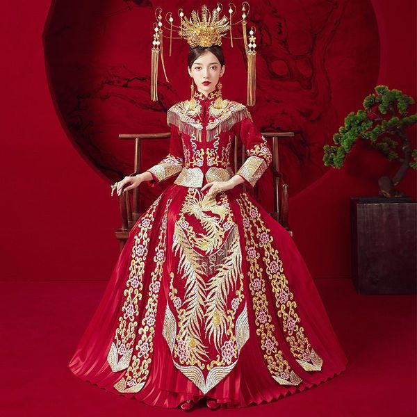 chinese women wedding dress vintage cheongsam style bride clothing exquisite marriage set embroidery gift ethnic, Red
chinese women wedding dress vintage cheongsam style bride clothing exquisite marriage set embroidery gift ethnic, Red