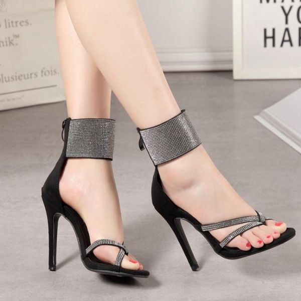 sandals shine crystal thin cross band clop toe cutout back zip women sandales super high heels plus size summer party shoes 2021, Black
sandals shine crystal thin cross band clop toe cutout back zip women sandales super high heels plus size summer party shoes 2021, Black