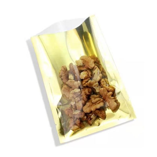storage bags 100pcs open clear gold mylar foil bag heat vacuum seal tear notch flat food ground coffee bean snack packing pouches
storage bags 100pcs open clear gold mylar foil bag heat vacuum seal tear notch flat food ground coffee bean snack packing pouches