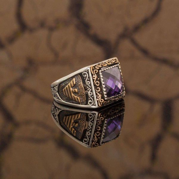 sterling purple zircon stone eagle patterned silver ring fashion turkish premium quality handmade jawelery cluster rings, Golden;silver
sterling purple zircon stone eagle patterned silver ring fashion turkish premium quality handmade jawelery cluster rings, Golden;silver