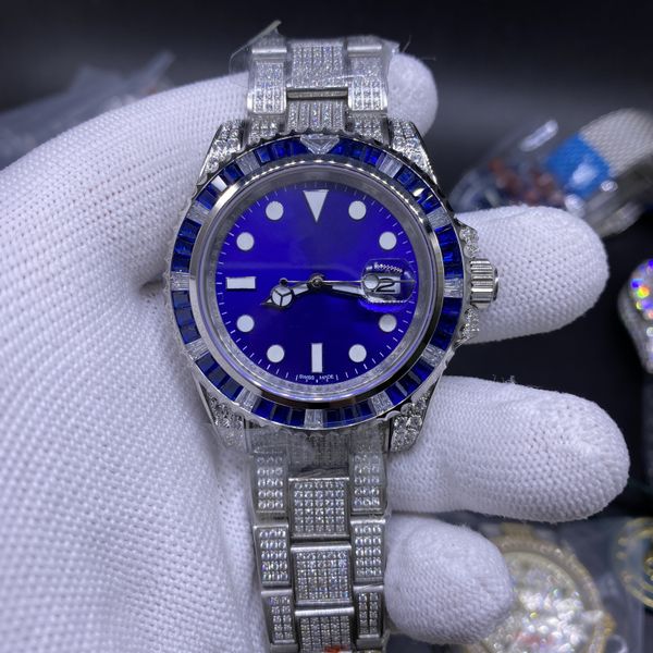 men's leisure business diamond watch silver stainless steel automatic mechanical sports watchs 41mm color diamonds bezel blue dial, Slivery;brown
men's leisure business diamond watch silver stainless steel automatic mechanical sports watchs 41mm color diamonds bezel blue dial, Slivery;brown