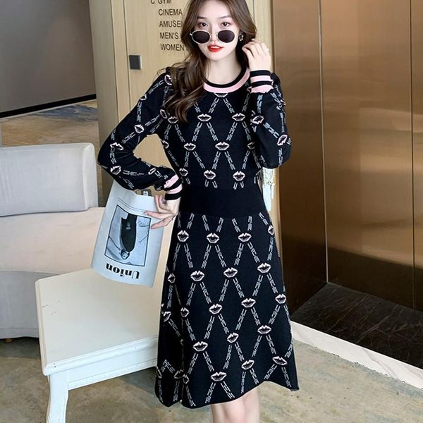 casual dresses fall runway korean elegant sweet women's print knitted sweater brand slim vintage chic o neck dress vestidos, Black;gray
casual dresses fall runway korean elegant sweet women's print knitted sweater brand slim vintage chic o neck dress vestidos, Black;gray