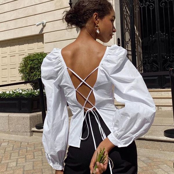 women's blouses & shirts autumn 2021 blouse party backless lace up hollow out long sleeve lantern white black skinny women
women's blouses & shirts autumn 2021 blouse party backless lace up hollow out long sleeve lantern white black skinny women