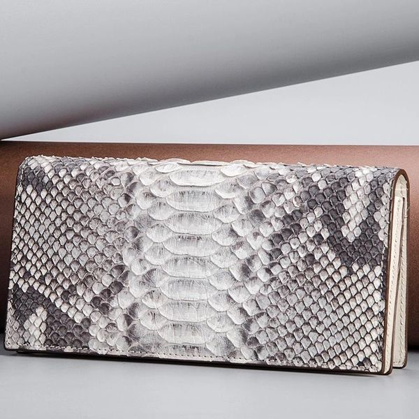 wallets authentic real python leather men's long card holder wallet suit purse genuine exotic snakeskin male bifold clutch, Red;black