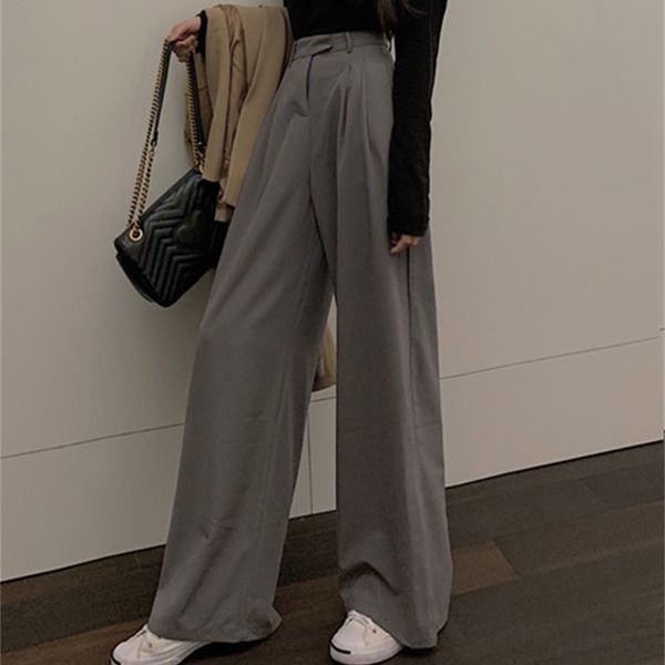 women's pants & capris spring and autumn wind high waist solid color wild wide-leg straight-leg fashion loose thin casual trouser, Black;white
women's pants & capris spring and autumn wind high waist solid color wild wide-leg straight-leg fashion loose thin casual trouser, Black;white