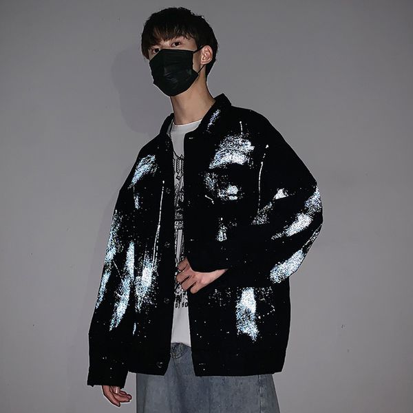 work et men's fashion high street hip hop loose cardigan student autumn reflective cowboy coat, Black;brown
work et men's fashion high street hip hop loose cardigan student autumn reflective cowboy coat, Black;brown