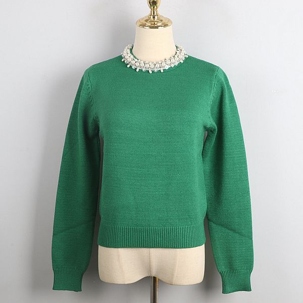 women's sweaters runway green women fall winter pullover o-neck slim pearl beaded knit bottoming plus size jumper clothing hjg9, White;black
women's sweaters runway green women fall winter pullover o-neck slim pearl beaded knit bottoming plus size jumper clothing hjg9, White;black