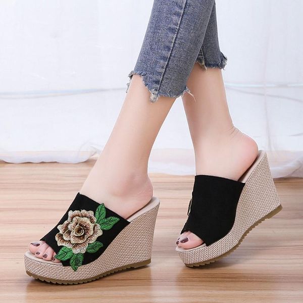 sandals 2021 floral style summer women open toe breathable flower embroidery slip-on wedges beach shoes leisure mujer, Black
sandals 2021 floral style summer women open toe breathable flower embroidery slip-on wedges beach shoes leisure mujer, Black