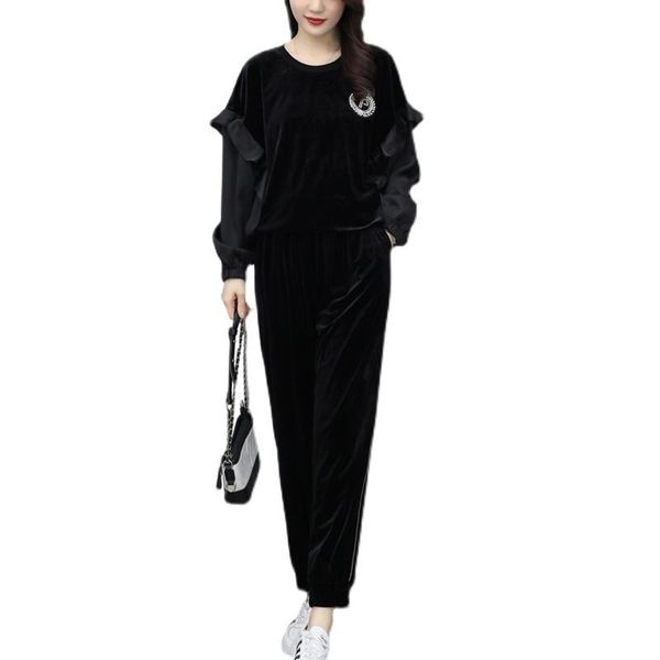 women's two piece pants plus size women autumn tracksuit ruffles sweatshirt and fashion black slim sport sets matching set outfits, White
women's two piece pants plus size women autumn tracksuit ruffles sweatshirt and fashion black slim sport sets matching set outfits, White
