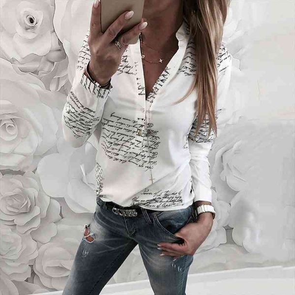 White Letter Print Women Shirt Long Sleeve Turn Down Collar Office Ladies Blouses Single Row Button Autumn Shirt Tops
White Letter Print Women Shirt Long Sleeve Turn Down Collar Office Ladies Blouses Single Row Button Autumn Shirt Tops