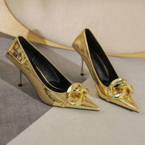 dress shoes 2022 woman autumn fashion fetish 8cm high heel stripper chain designed gold silver stiletto bride wedding party prom pumps, Black
dress shoes 2022 woman autumn fashion fetish 8cm high heel stripper chain designed gold silver stiletto bride wedding party prom pumps, Black