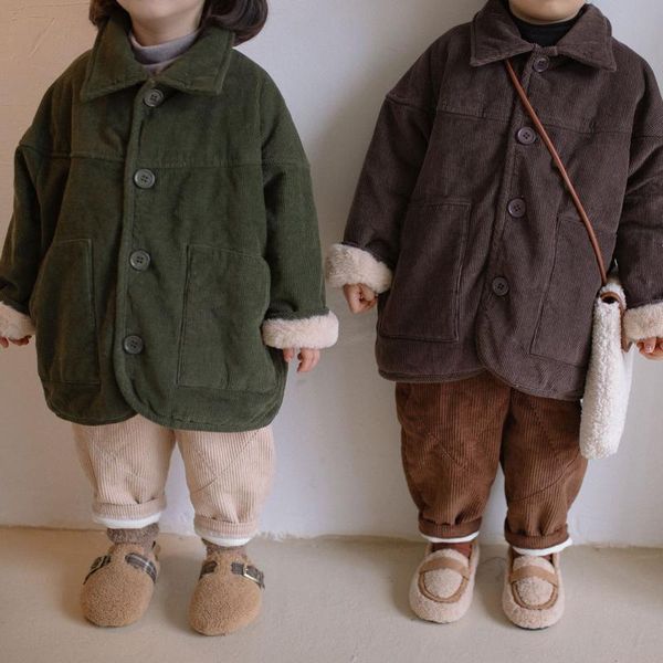 down coat winter children's mid-length padded plus velvet boys girls corduroy korean version of the lapel, Blue;gray
down coat winter children's mid-length padded plus velvet boys girls corduroy korean version of the lapel, Blue;gray