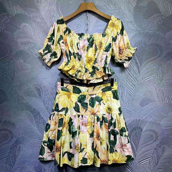 dress seqinyy 100% cotton set spring summer fashion design feminine track short harvest + mini skirt camellias flower print, White
dress seqinyy 100% cotton set spring summer fashion design feminine track short harvest + mini skirt camellias flower print, White