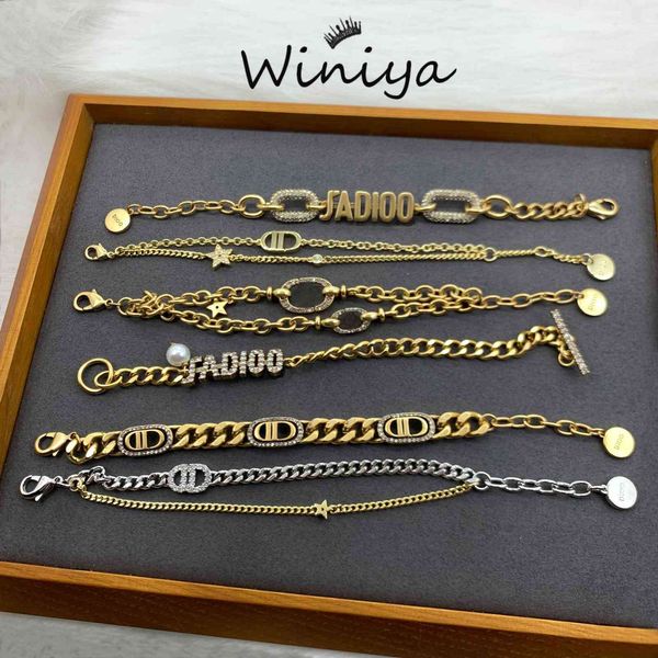 family new letter inlaid diamond thick chain double layer bracelet women's fashion accessories, Black
family new letter inlaid diamond thick chain double layer bracelet women's fashion accessories, Black