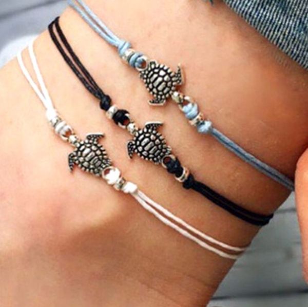 european and american bracelet anklets vintage wax rope turtle ancient silver three color tortoise beach chain, Red;blue
european and american bracelet anklets vintage wax rope turtle ancient silver three color tortoise beach chain, Red;blue