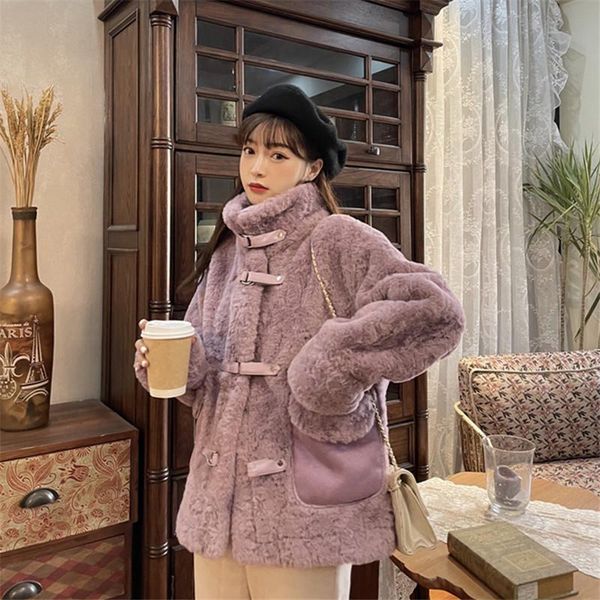 women's fur & faux winter loose large size stand-up collar casual all-match thickened one lamb wool coat women, Black
women's fur & faux winter loose large size stand-up collar casual all-match thickened one lamb wool coat women, Black