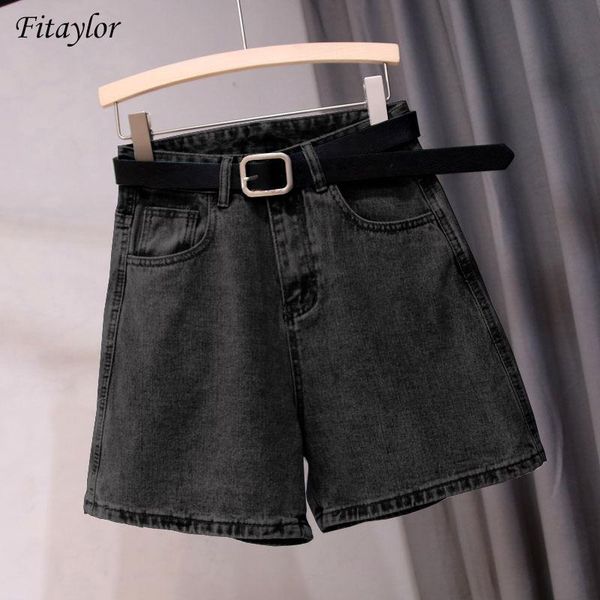 fitaylor vintage women loose blue denim shorts with belt summer high waist solid color wide leg casual black jeans women's, White;black
fitaylor vintage women loose blue denim shorts with belt summer high waist solid color wide leg casual black jeans women's, White;black