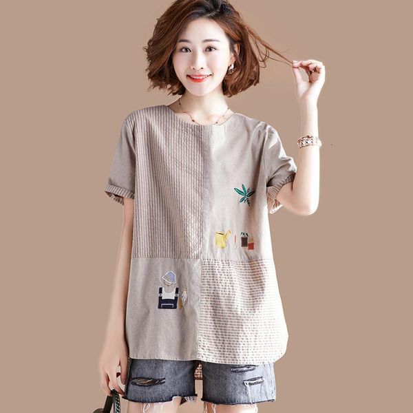women's t-shirt summer fashion women long sleeve o-neck tshirt patchwork stripe loose casual tee shirt femme cotton linen plu, White
women's t-shirt summer fashion women long sleeve o-neck tshirt patchwork stripe loose casual tee shirt femme cotton linen plu, White