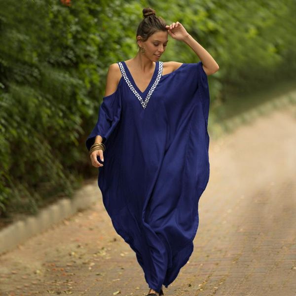 women's swimwear 2021 women bikini cover-ups v-neck summer dress off shoulder beachwear loose plus size long swimsuit cover up, White;black
women's swimwear 2021 women bikini cover-ups v-neck summer dress off shoulder beachwear loose plus size long swimsuit cover up, White;black