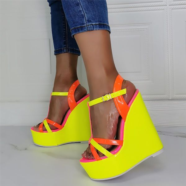 women sandals platform high heels shoes shiny leather gladiator sandalia feminina summer wedge heel sandalias mujer 2021, Black
women sandals platform high heels shoes shiny leather gladiator sandalia feminina summer wedge heel sandalias mujer 2021, Black
