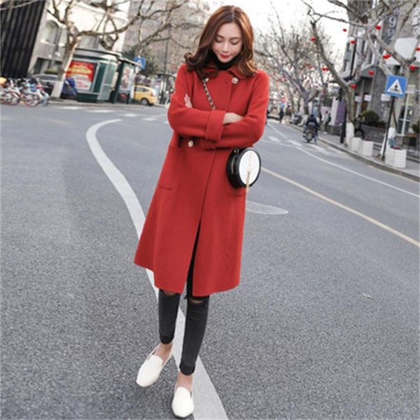 women's wool & blends fashion woolen coat female spring winter long section double-breasted casual loose, Black
women's wool & blends fashion woolen coat female spring winter long section double-breasted casual loose, Black