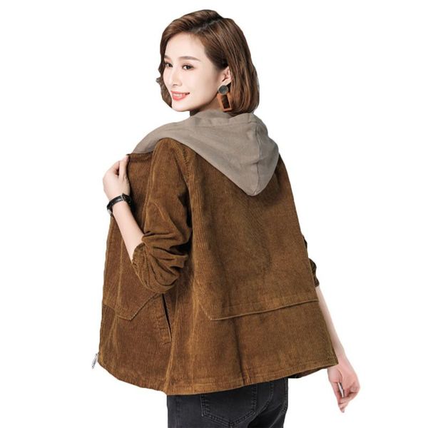 women's jackets casual short jacket spring autumn coats 2021 korean loose corduroy baseball uniform girls outerwear f248, Black;brown
women's jackets casual short jacket spring autumn coats 2021 korean loose corduroy baseball uniform girls outerwear f248, Black;brown