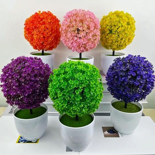 decorative flowers & wreaths artificial flowers, 23cm deskgrass ball bonsai, home decoration, plastic flowers,cherry snowballs,green pla