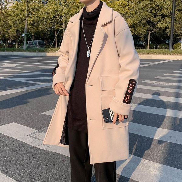 men's wool & blends outdoor winter coat korean style woolen minimalist overcoat fashion casual thicken chaquetas hombre long jacket bd5, Black
men's wool & blends outdoor winter coat korean style woolen minimalist overcoat fashion casual thicken chaquetas hombre long jacket bd5, Black