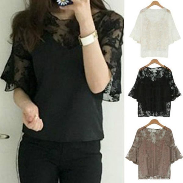 blouse women lady summer loose casual chiffon trumpet sleeve lace hollow out 2021 women's blouses & shirts, White
blouse women lady summer loose casual chiffon trumpet sleeve lace hollow out 2021 women's blouses & shirts, White
