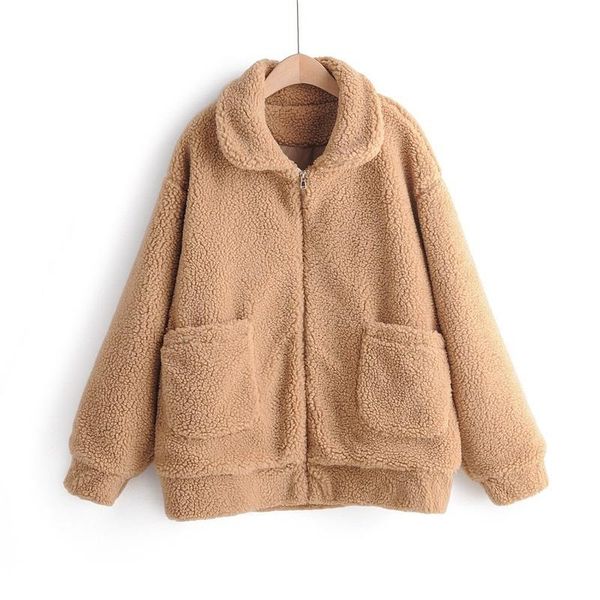 women's jackets autumn style european and korean lapel long-sleeved loose pocket lamb wool solid color zipper jacket, Black;brown
women's jackets autumn style european and korean lapel long-sleeved loose pocket lamb wool solid color zipper jacket, Black;brown