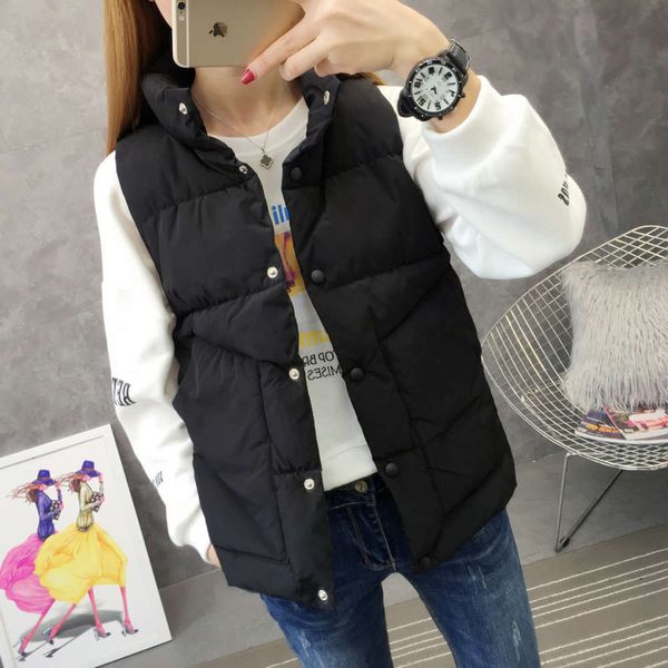 cotton vest autumn winter women's jacket vest jacket slim short, White