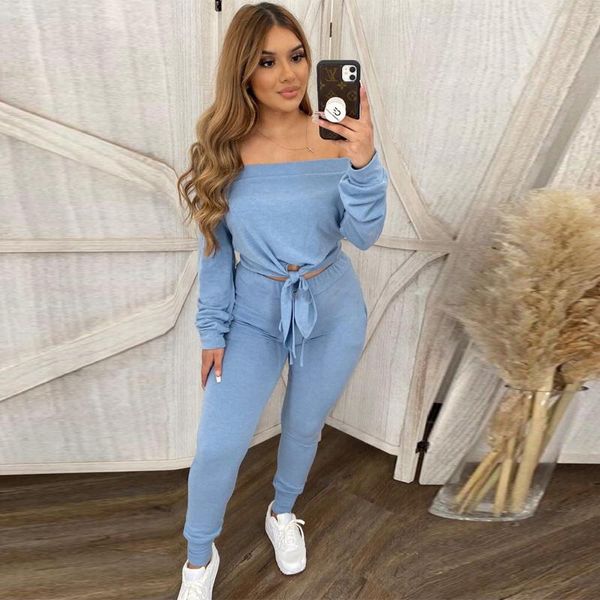 women's two piece pants casual style light blue pant suits sets slash neck long sleeve knotted crop and high waist bodycon, White
women's two piece pants casual style light blue pant suits sets slash neck long sleeve knotted crop and high waist bodycon, White