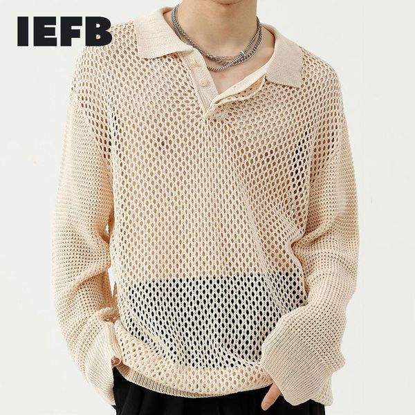 men's sweaters iefb thin fashion hollow out design see through lapel sweater 2021 autumn korean loose kinttwear 9y8575, White;black
men's sweaters iefb thin fashion hollow out design see through lapel sweater 2021 autumn korean loose kinttwear 9y8575, White;black