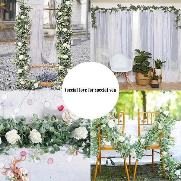 artificial plant flowers eucalyptus garland with white roses greenery leaves for wedding backdrop party wall table decor decorative & wreath
artificial plant flowers eucalyptus garland with white roses greenery leaves for wedding backdrop party wall table decor decorative & wreath
