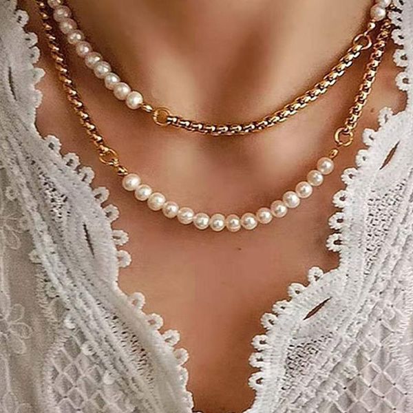 chains fashion jewelry double layer necklace design simulated pearl chain for women fine accessories, Silver
chains fashion jewelry double layer necklace design simulated pearl chain for women fine accessories, Silver