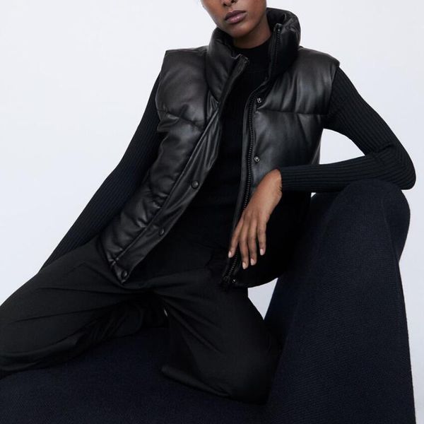 women's vests sheyijun black stand collar women fashion zipper pu leather coats elegant autumn winter short female ladies, Black;white
women's vests sheyijun black stand collar women fashion zipper pu leather coats elegant autumn winter short female ladies, Black;white