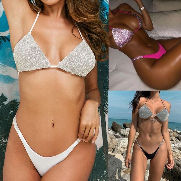 summer women sequin bikini set bathing suit thong swimwear push up swimsuit women's, White;black
summer women sequin bikini set bathing suit thong swimwear push up swimsuit women's, White;black