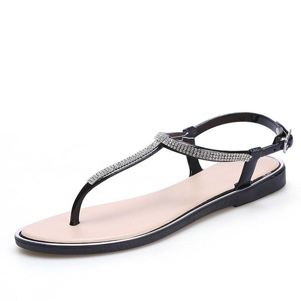 women flat buckle thong sandals ladies crystal ankle t-strap platform fashion casual shoes female footwear summer, Black
women flat buckle thong sandals ladies crystal ankle t-strap platform fashion casual shoes female footwear summer, Black