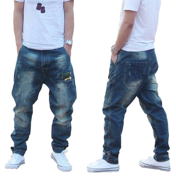 men's jeans trendy harem man camouflage patch pocket denim pants loose baggy cargo joggers trousers hip hop men clothing v214, Blue
men's jeans trendy harem man camouflage patch pocket denim pants loose baggy cargo joggers trousers hip hop men clothing v214, Blue