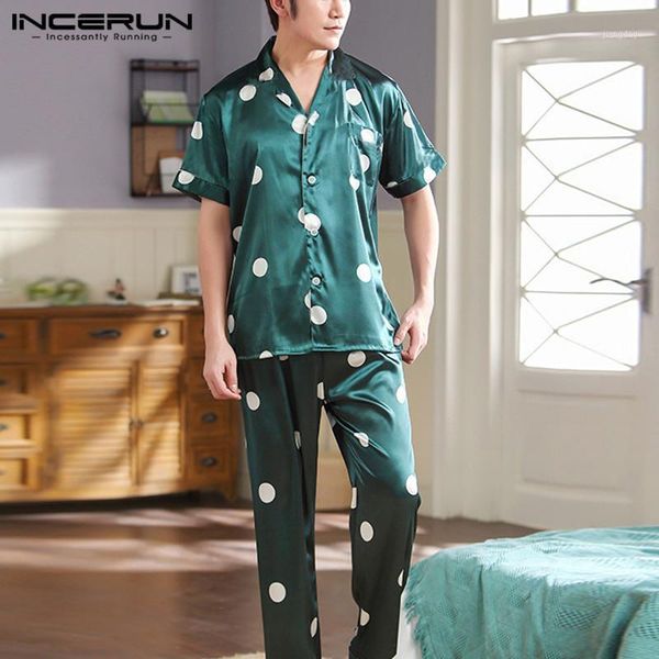 men's sleepwear incerun men polka dot print pajamas sets homewear lapel short sleeve pants leisure 2 pieces fashion mens pyjamas, Black;brown
men's sleepwear incerun men polka dot print pajamas sets homewear lapel short sleeve pants leisure 2 pieces fashion mens pyjamas, Black;brown
